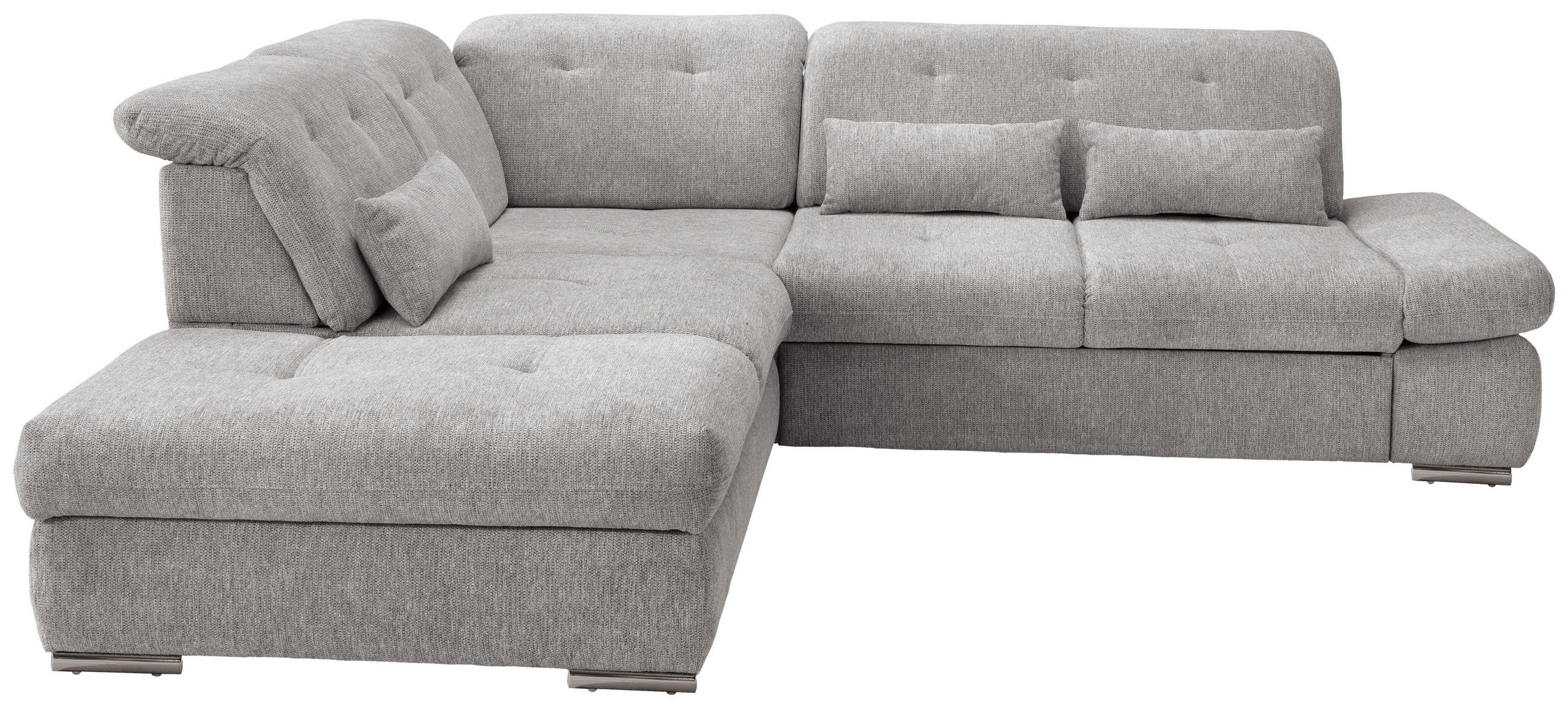 ECKSOFA in Chenille Grau  - Chromfarben/Grau, Modern, Textil/Metall (254/280cm) - Livetastic