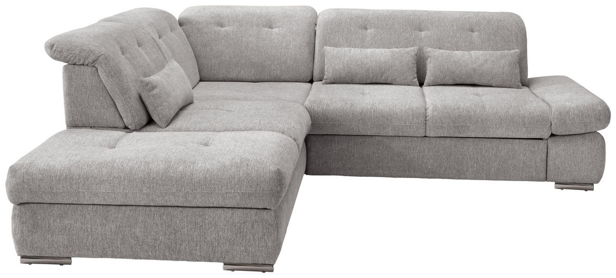 ECKSOFA Dalida Grau Chenille  - Chromfarben/Grau, MODERN, Textil/Metall (254/280cm) - Livetastic