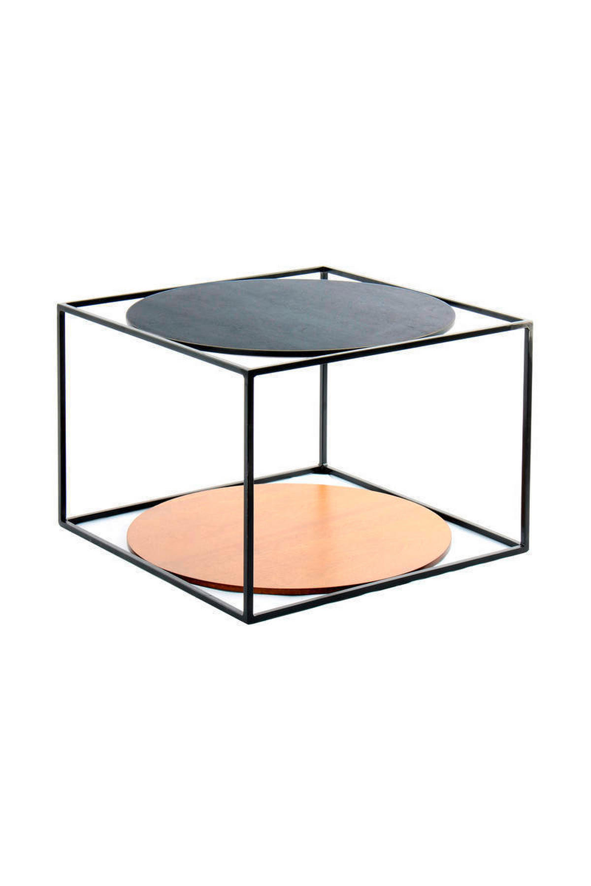 BEISTELLTISCH in Metall, Holzwerkstoff 50/50/36 cm  - Schwarz/Braun, Basics, Holzwerkstoff/Metall (50/50/36cm) - Kayoom