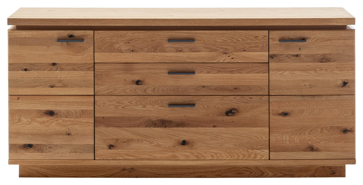 ŠIROKÁ KOMODA, dub, 180/84/44 cm - barvy dubu/černá, Natur, kov/dřevo (180/84/44cm) - Linea Natura