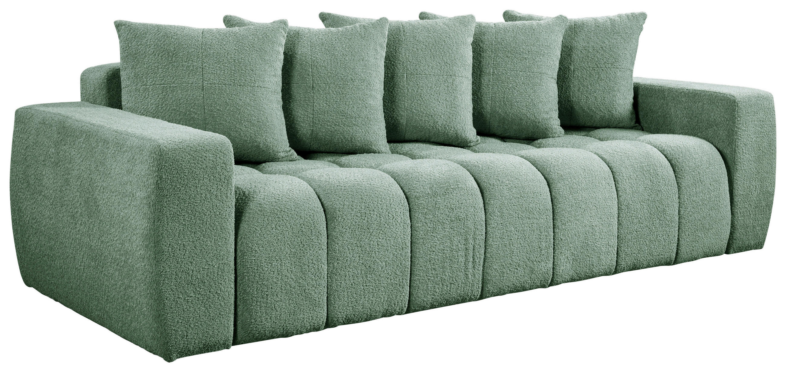 SCHLAFSOFA in Struktur, Bouclé Mintgrün  - Schwarz/Mintgrün, Basics, Kunststoff/Textil (250/86/140cm) - Livetastic