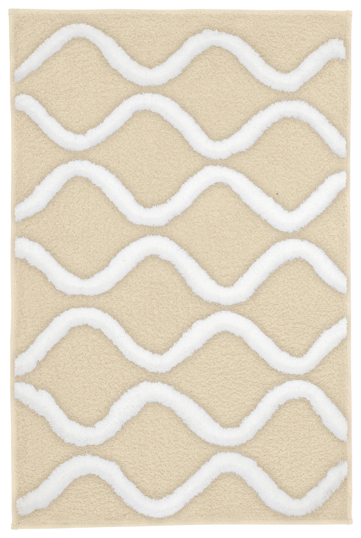 BADTEPPICH Weiß, Beige 70/120 cm  - Beige/Weiß, Basics, Kunststoff/Textil (70/120cm) - Kleine Wolke