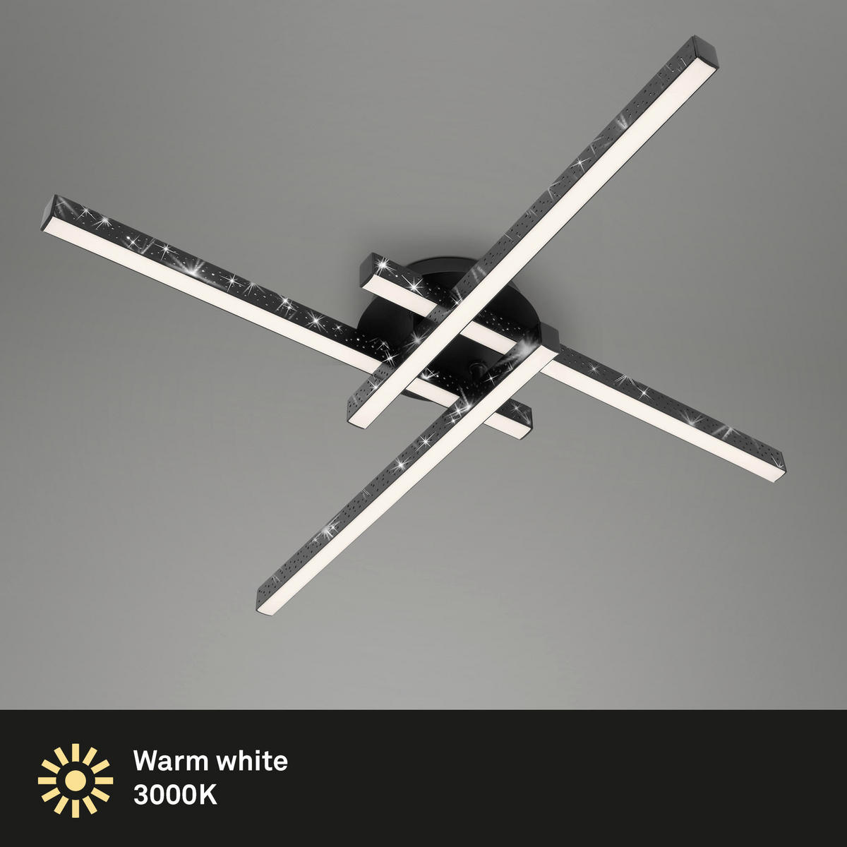 LED-TAKLAMPA 60/60/8,2 cm  - svart, Trend, metall/plast (60/60/8,2cm)