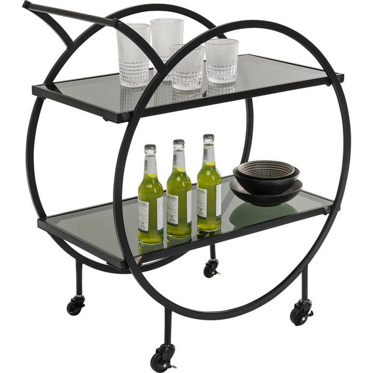 SERVIERWAGEN Schwarz  - Schwarz, Design, Glas/Metall (74/40/85cm) - Kare-Design