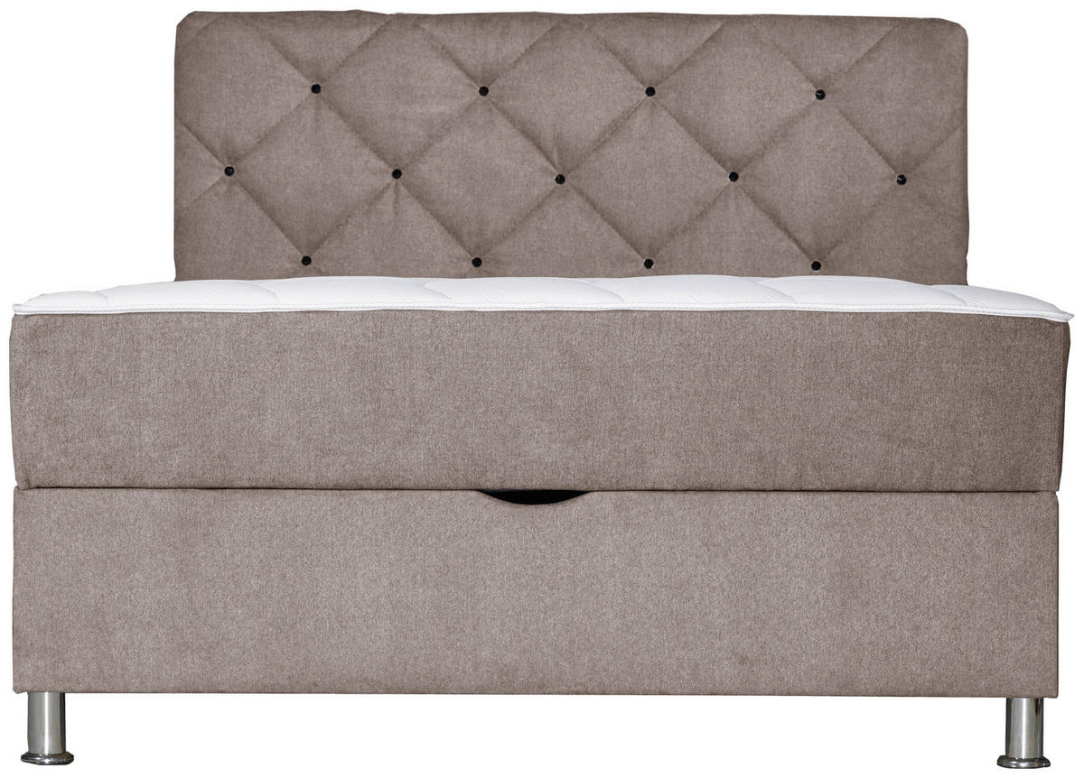 BOXBETT 120/200 cm  in Hellbraun  - Chromfarben/Hellbraun, Design, Kunststoff/Textil (120/200cm) - Boxxx