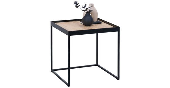COUCHTISCH in Holz, Metall 38/38/54 cm - Eichefarben/Schwarz, MODERN, Holz/Metall (38/38/54cm) - Novel