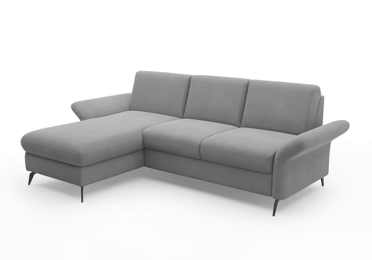 ECKSOFA ROCHELLE E Grau Flachgewebe  - Schwarz/Grau, KONVENTIONELL, Textil/Metall (164/251cm) - Sit & More