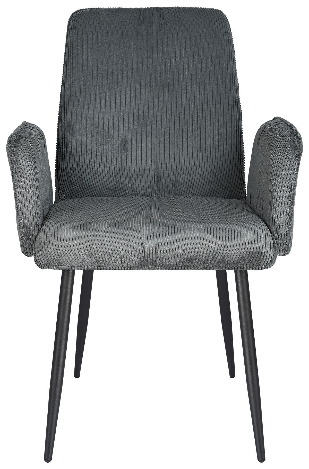 ARMLEHNSTUHL   Cord  Schwarz, Dunkelgrau  - Dunkelgrau/Schwarz, Design, Textil/Metall (58/90/62cm) - Stylife