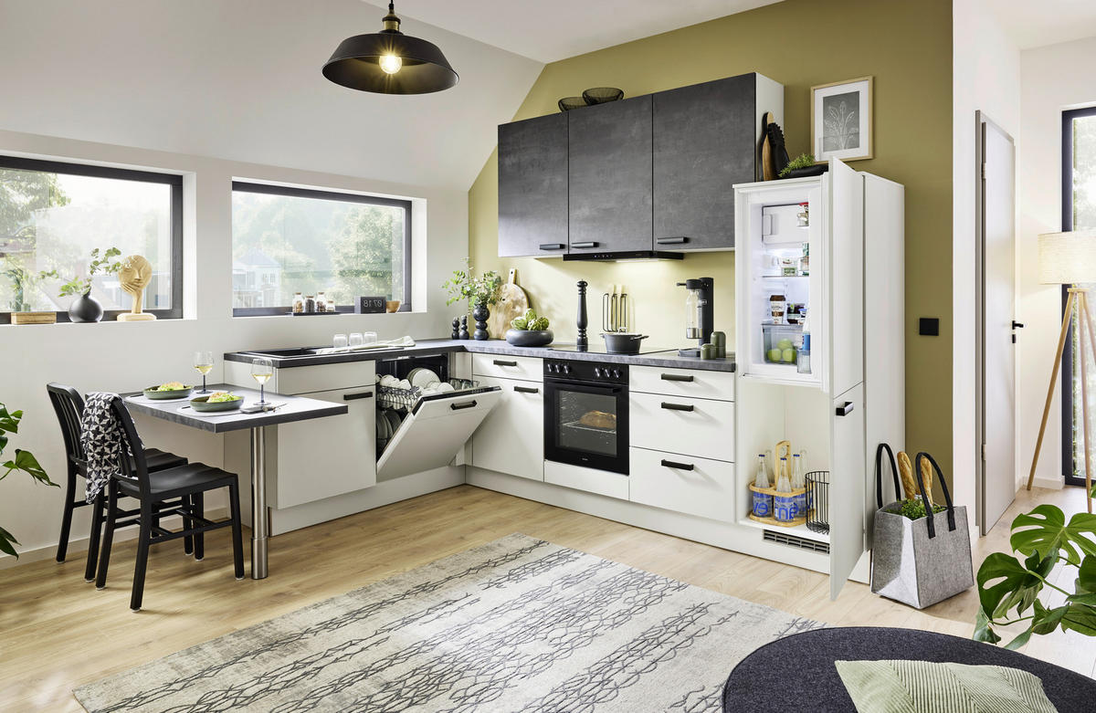 ECKKÜCHE XO 21 245/305 cm  in Hellgrau, Dunkelgrau  - Dunkelgrau/Hellgrau, Design, Holzwerkstoff/Metall (245/305cm) - Xora