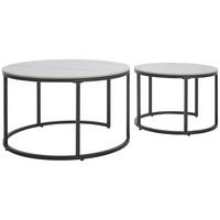 SADA KONFERENČNÍCH STOLKŮ, černá, bílá, kov, keramika, 80/60/46/40/80/60 cm - bílá/černá, Design, kov/keramika (80/60/46/40/80/60cm) - Livetastic