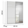 SCHWEBETÜRENSCHRANK 181/223/68 cm 2-türig Weiß  - Alufarben/Weiß, KONVENTIONELL, Glas/Holzwerkstoff (181/223/68cm) - Novel