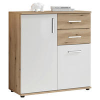 KOMMODE 80/84/35 cm  in Weiss, Eichefarben  - Weiss/Eichefarben, Design, Holzwerkstoff/Kunststoff (80/84/35cm) - MID.YOU