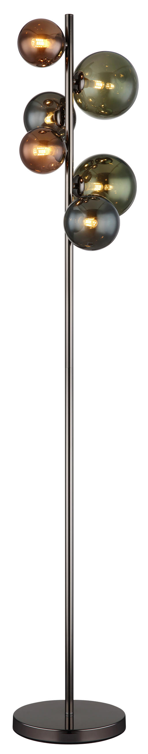 LED-STEHLEUCHTE RIHA 28,5/26,5/155 cm   - Petrol/Schwarz, Design, Glas/Kunststoff (28,5/26,5/155cm) - Globo