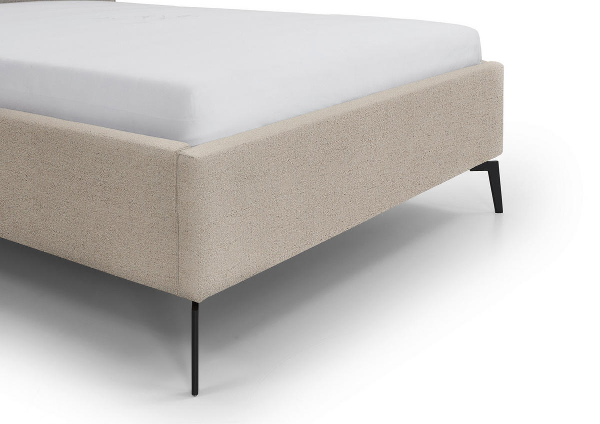 POLSTERBETT 140/200 cm  in Beige  - Beige/Schwarz, Design, Textil/Metall (140/200cm) - home24