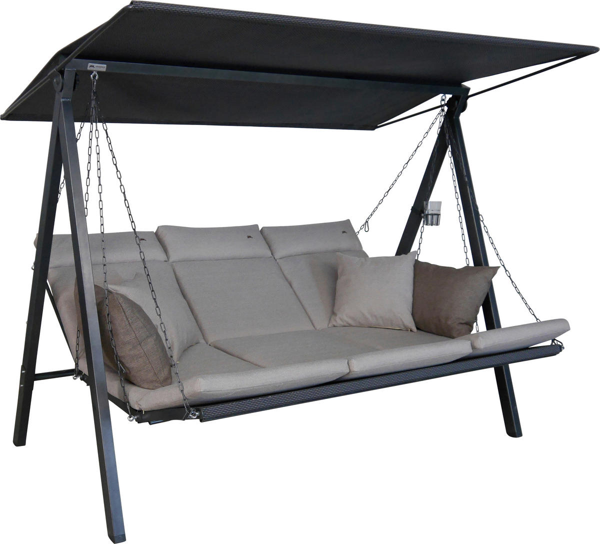 HOLLYWOODSCHAUKEL 210/160/145 cm  - Sandfarben/Dunkelgrau, Basics, Textil/Metall (210/160/145cm) - Boxxx