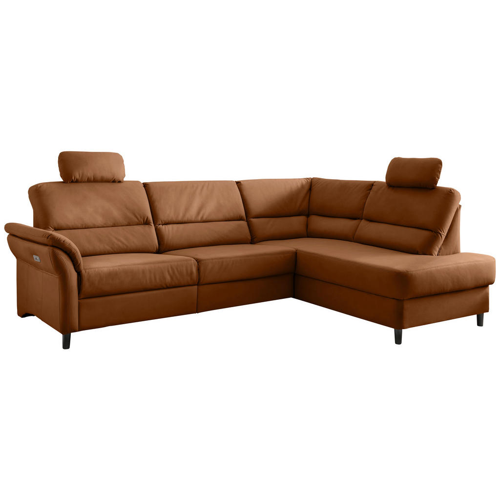 Thumbnail - Livetastic Ecksofa, Cognac, Textil, Buche, 5-Sitzer, Ottomane rechts, L-Form, 266x190 cm, Made in EU, seitenverkehrt erh...