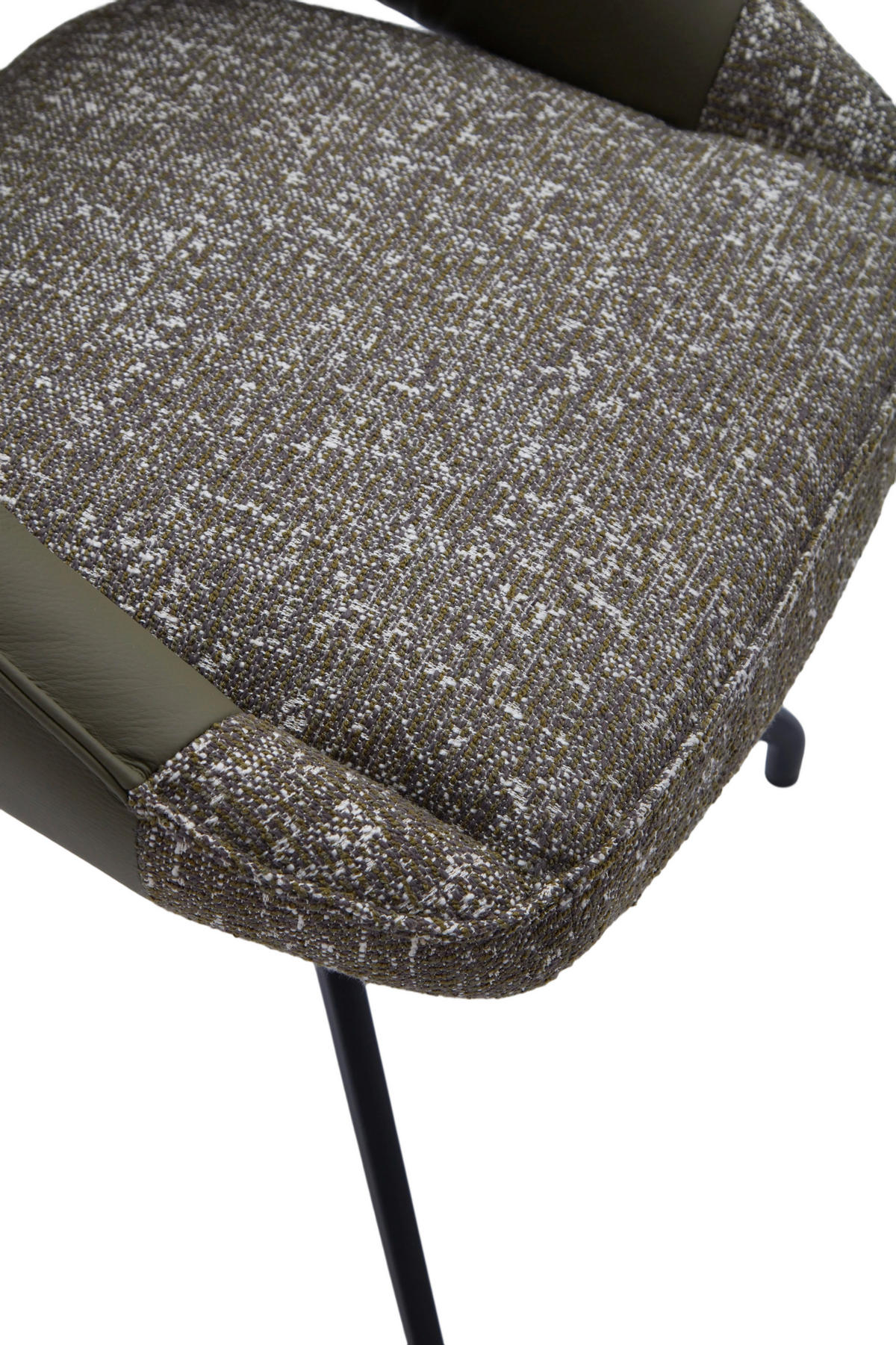 ARMLEHNSTUHL  Sitzfläche 360° drehbar, automatische Rückholfunktion Webstoff Echtleder  - Schwarz/Graugrün, Design, Leder/Textil (61/81/66cm) - Dieter Knoll