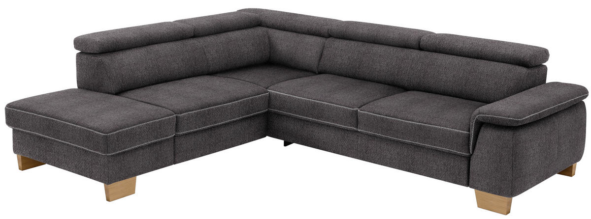 ECKSOFA in Mikrofaser Anthrazit  - Eichefarben/Anthrazit, Natur, Holz/Textil (226/273cm) - Beldomo System