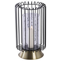 LJUSSTAKE  - svart/guldfärgad, Trend, metall/glas (22.5/22.5/40cm) - Kayoom