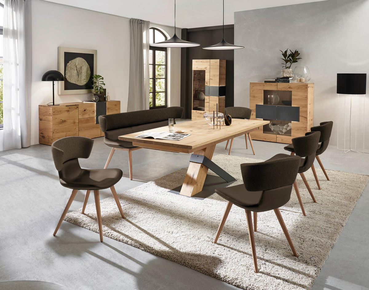 SITZBANK 170/84,5/64,5 cm  in Braun, Eichefarben  - Eichefarben/Braun, Natur, Leder/Holz (170/84,5/64,5cm) - Voglauer