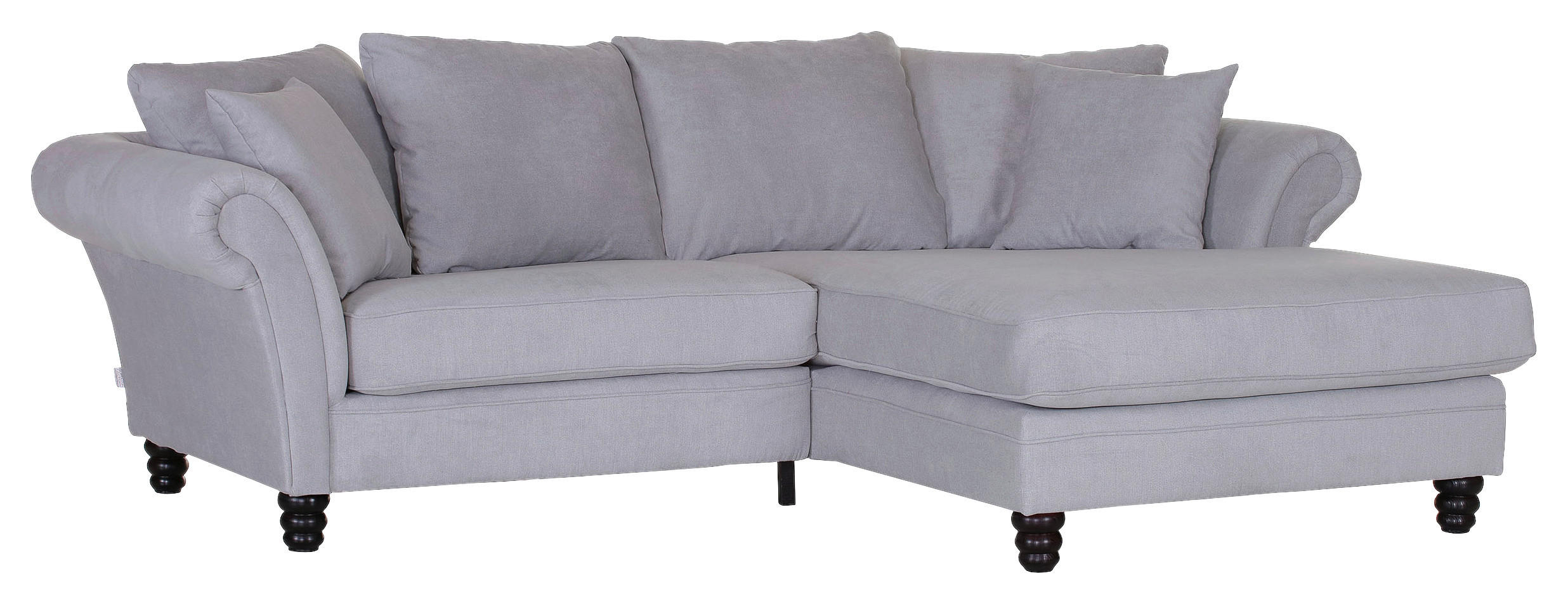 HÖRNSOFFA i flatväv ljusgrå  - ljusgrå/mörkbrun, Klassisk, trä/textil (280/190cm) - Livetastic
