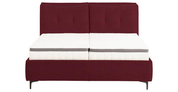 POLSTERBETT Matratze, Lattenrost, Topper Bordeaux 180/200 cm - Bordeaux/Schwarz, KONVENTIONELL, Leder/Holz (180/200cm) - Novel