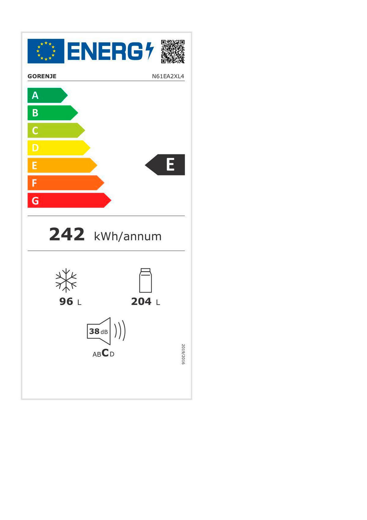 KÜHL-GEFRIER-KOMBINATION N61EA2XL4  - Edelstahlfarben, Basics, Glas/Kunststoff (60/185/59,2cm) - Gorenje