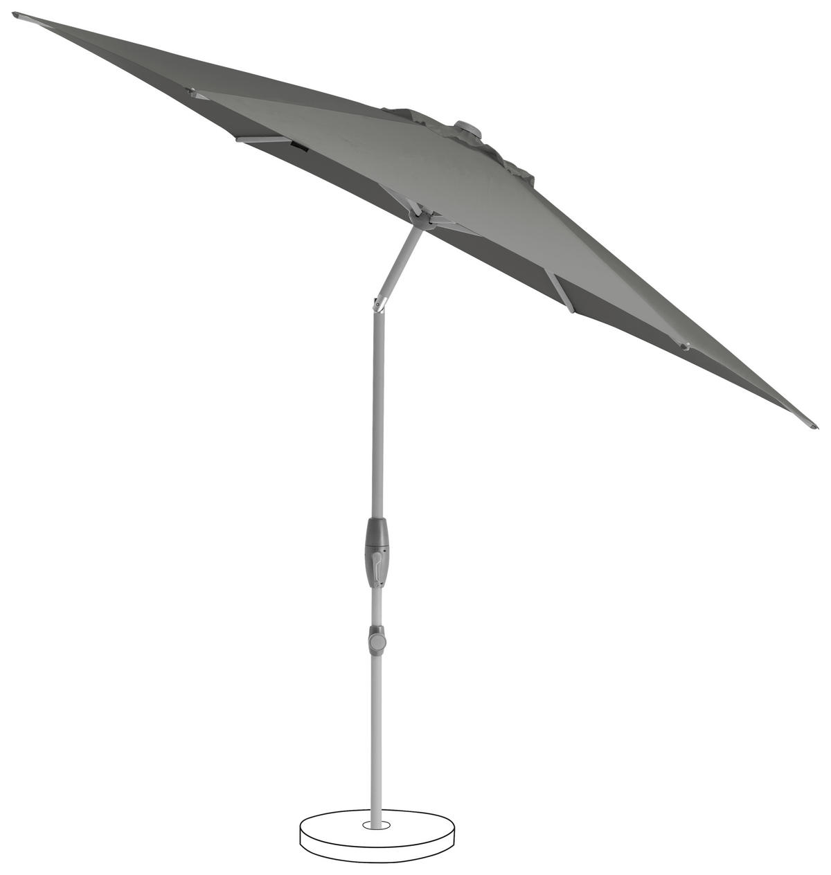 SONNENSCHIRM 330 cm Grau  - Silberfarben/Grau, KONVENTIONELL, Textil/Metall (330/330cm) - Suncomfort by Glatz