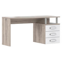 SCHREIBTISCH 138/59,9/70,2 cm  in Eichefarben, Weiß Hochglanz  - Weiß Hochglanz/Eichefarben, Basics, Holzwerkstoff/Metall (138/59,9/70,2cm) - Carryhome