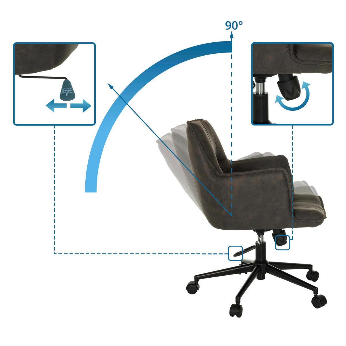 DREHSTUHL Dunkelgrau  - Dunkelgrau/Schwarz, MODERN, Kunststoff/Textil (54/85/70cm) - MID.YOU