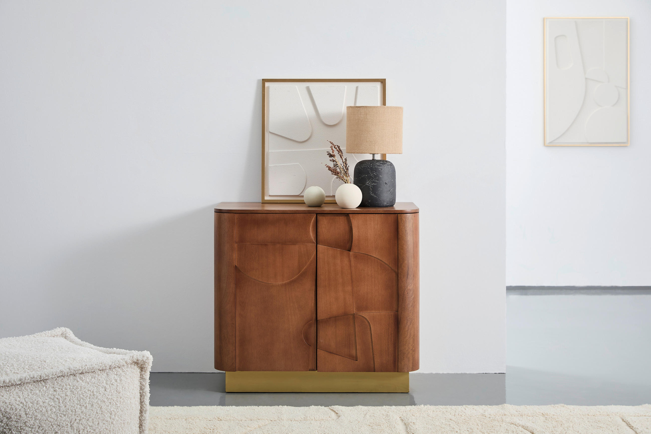 KOMMODE  in 90/45/80 cm  - Messingfarben/Walnussfarben, Design, Holz (90/45/80cm) - Livetastic