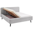 POLSTERBETT gepolstertes Kopfteil, Lattenrost, Bettkasten Hellgrau 120/200 cm  - Birkefarben/Buchefarben, Design, Holz/Textil (120/200cm) - Xora