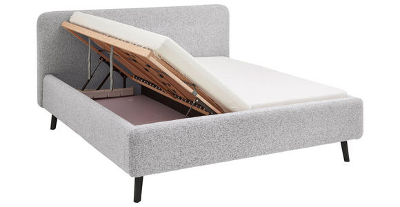 POLSTERBETT gepolstertes Kopfteil, Lattenrost, Bettkasten Hellgrau 120/200 cm  - Birkefarben/Buchefarben, Design, Holz/Textil (120/200cm) - Xora