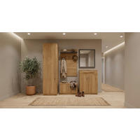 GARDEROBE  in 240/222,5/62 cm  - Eichefarben/Graphitfarben, KONVENTIONELL, Glas/Holzwerkstoff (240/222,5/62cm)