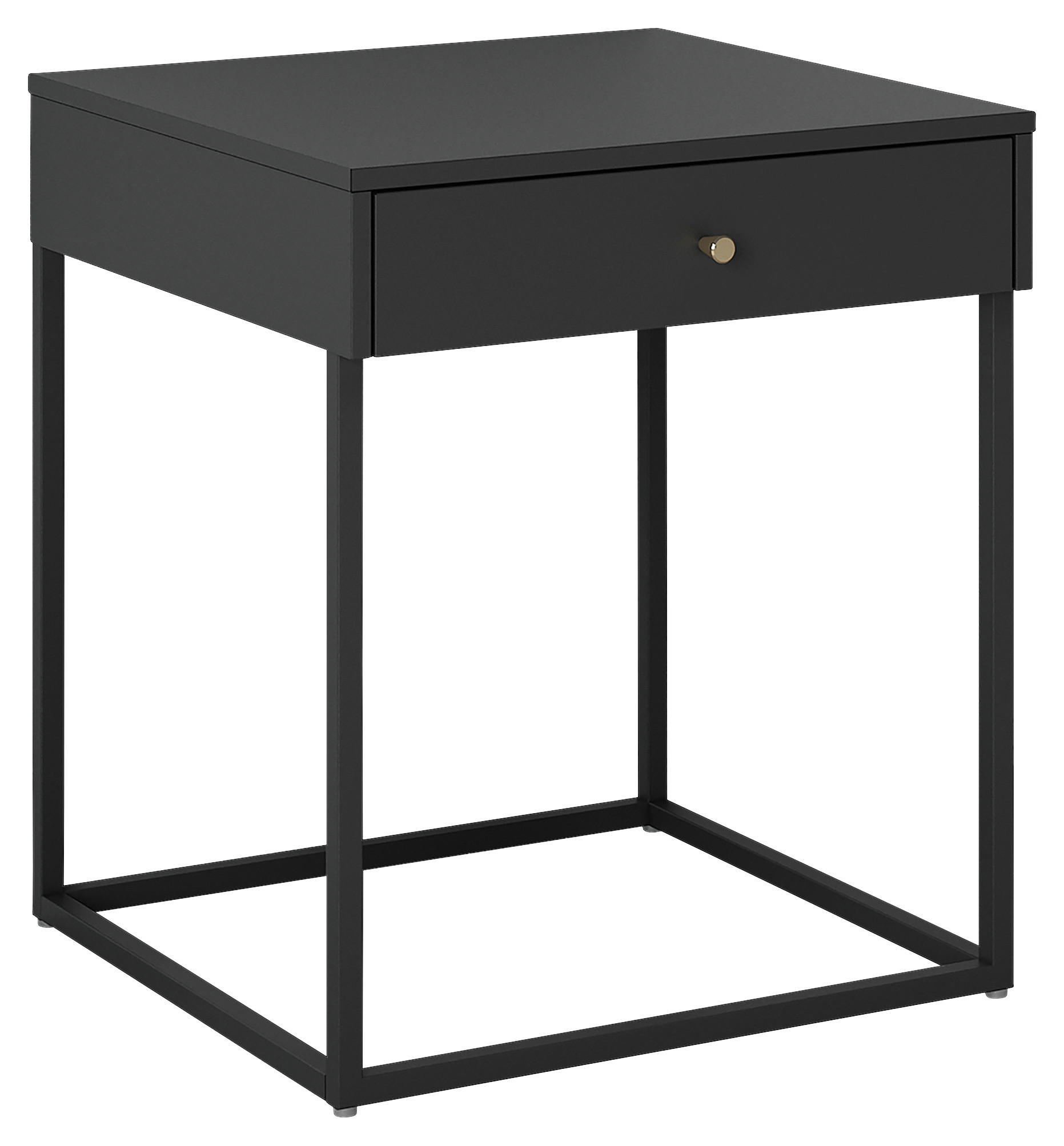 Nachtkästchen Schwarz Stahl H: 50 Cm Mona