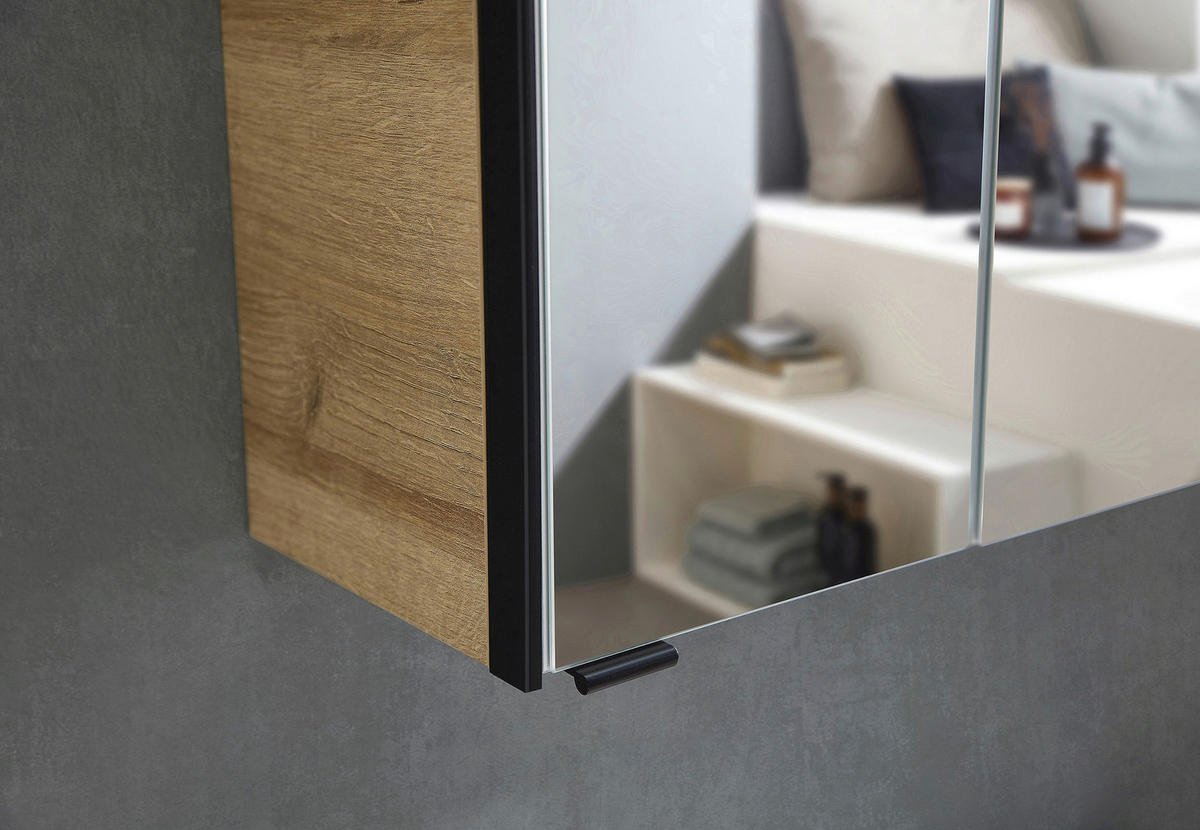 BADEZIMMER 3-teilig  in  - Eichefarben/Schwarz, Natur, Keramik/Holzwerkstoff (75/200/45cm) - Xora