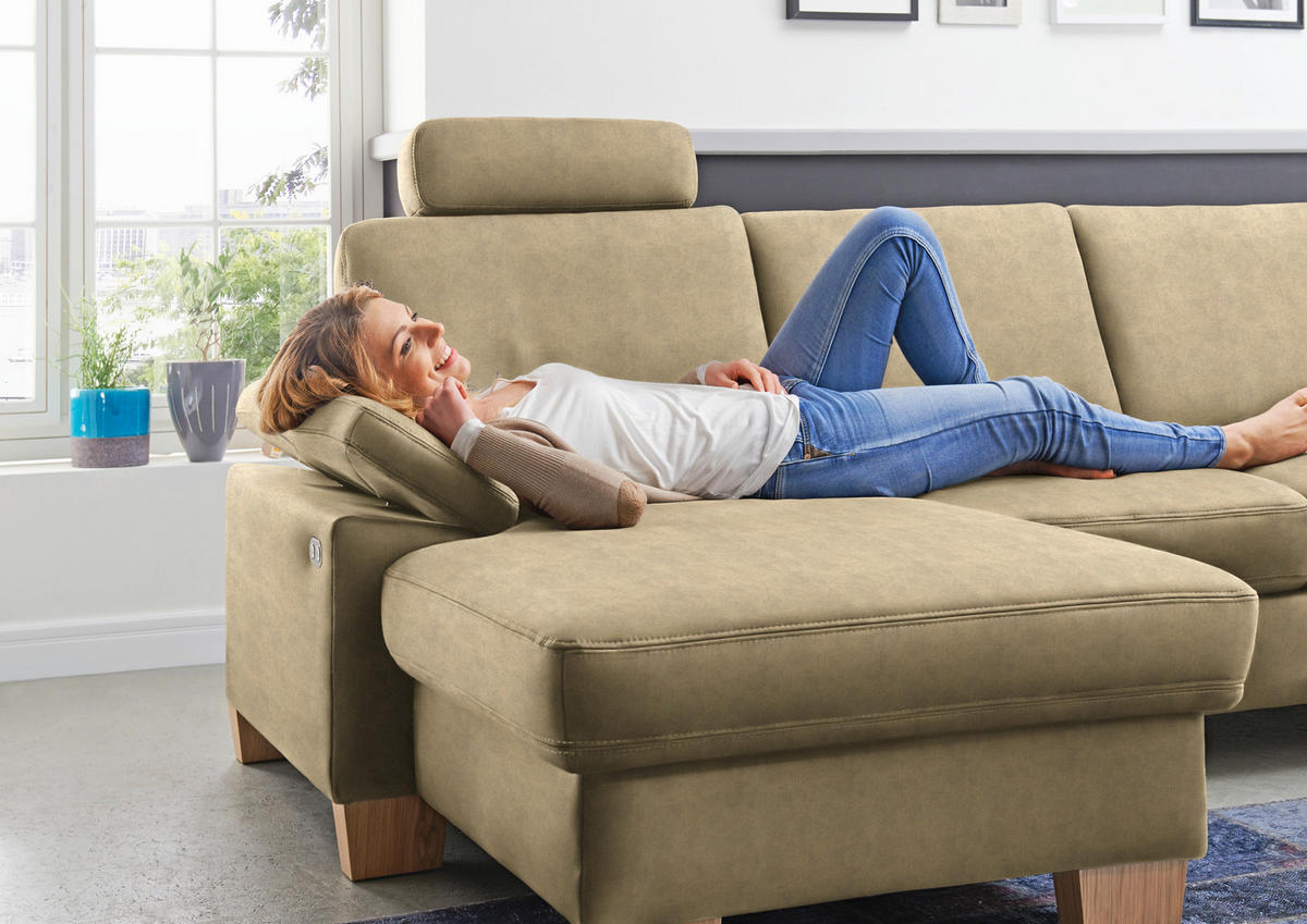 WOHNLANDSCHAFT in Velours Cappuccino  - Eichefarben/Cappuccino, Konventionell, Holz/Textil (235/316/167cm) - Beldomo System