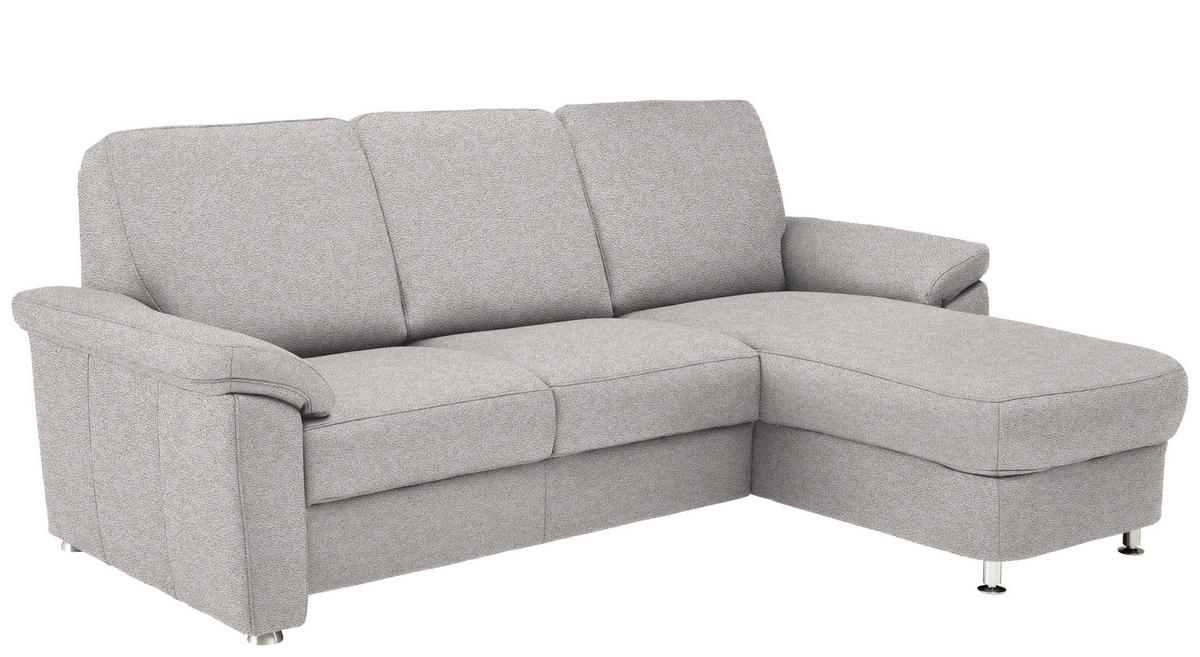 ECKSOFA in Flachgewebe Hellgrau  250/163 cm  - Chromfarben/Hellgrau, KONVENTIONELL, Textil/Metall (250/163cm) - Beldomo System