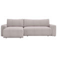 ECKSOFA Hellgrau Cord Rückenkissen, Bettkasten, Schlaffunktion, Rücken echt, Liegefläche im Originalstoff  - Hellgrau/Schwarz, MODERN, Kunststoff/Textil (150/245cm) - Carryhome
