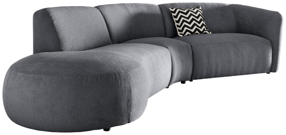ECKSOFA in Mikrofaser Anthrazit  - Anthrazit/Schwarz, Modern, Kunststoff/Textil (182/276cm) - Livetastic