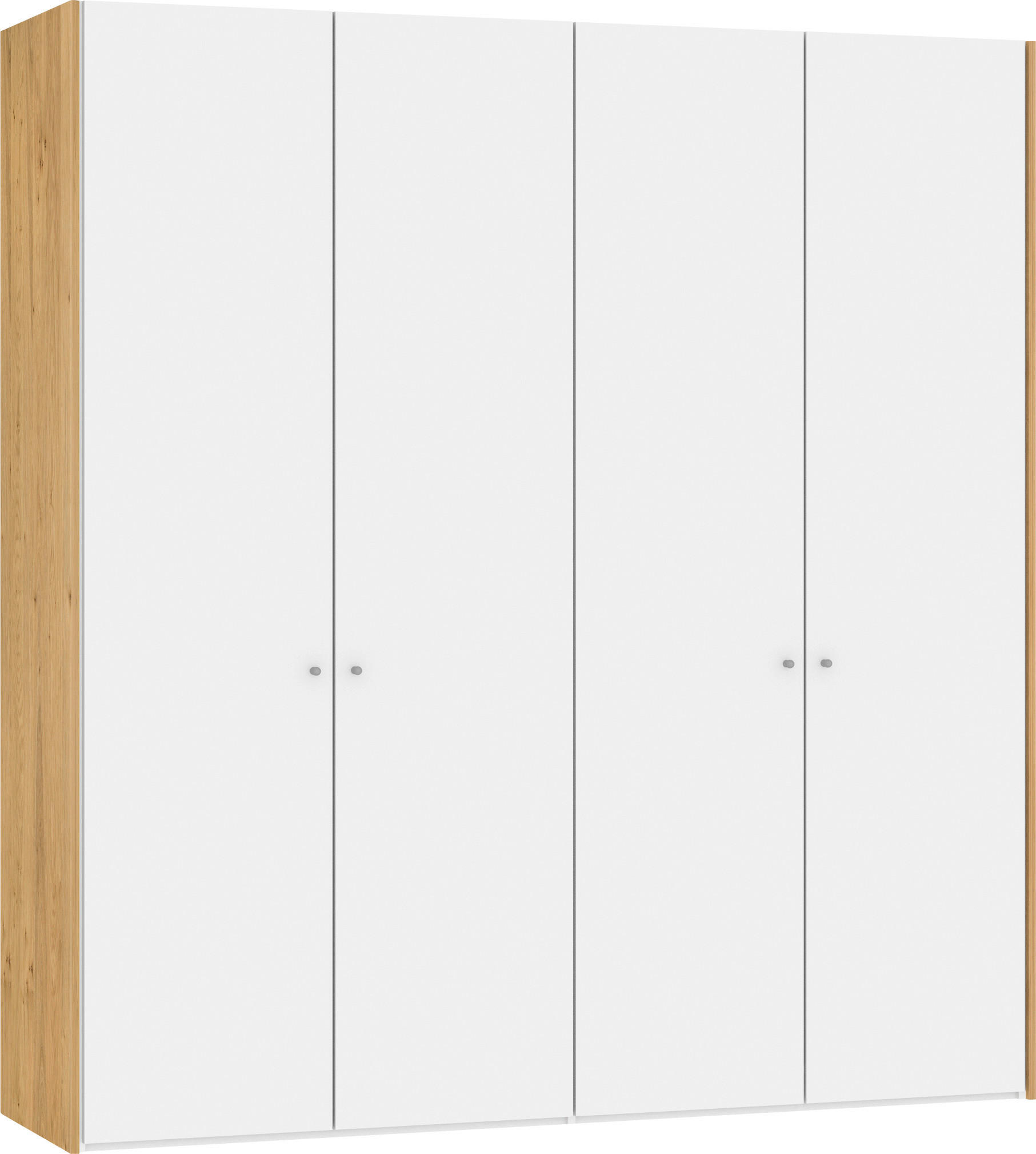FALTTÜRENSCHRANK  in Weiß, Eichefarben  - Eichefarben/Silberfarben, Design, Glas/Holz (205,1/220/58,5cm) - Jutzler