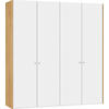 FALTTÜRENSCHRANK  in Weiß, Eichefarben  - Eichefarben/Silberfarben, Design, Glas/Holz (205,1/220/58,5cm) - Jutzler