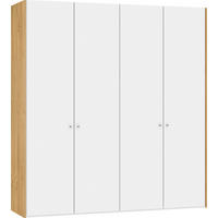 FALTTÜRENSCHRANK  in Weiß, Eichefarben  - Eichefarben/Silberfarben, Design, Glas/Holz (205,1/220/58,5cm) - Jutzler