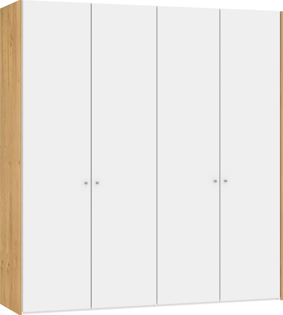 FALTTÜRENSCHRANK  in Weiß, Eichefarben  - Eichefarben/Silberfarben, Design, Glas/Holz (205,1/220/58,5cm) - Jutzler