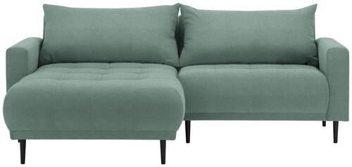 ECKSOFA in Flachgewebe Grün  - Schwarz/Grün, Design, Holz/Textil (160/215cm) - Stylife