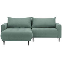 ECKSOFA in Flachgewebe Grün  - Schwarz/Grün, Design, Holz/Textil (160/215cm) - Stylife