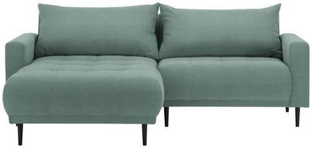 ECKSOFA in Flachgewebe Grün  - Schwarz/Grün, Design, Holz/Textil (160/215cm) - Stylife