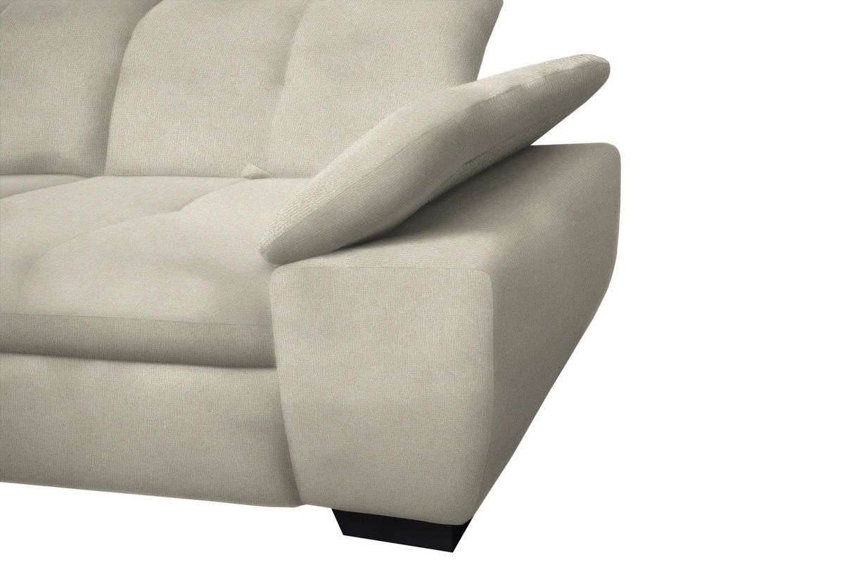 ECKSOFA Ecru Flachgewebe  - Ecru/Schwarz, Design, Textil/Metall (313/242cm) - Xora