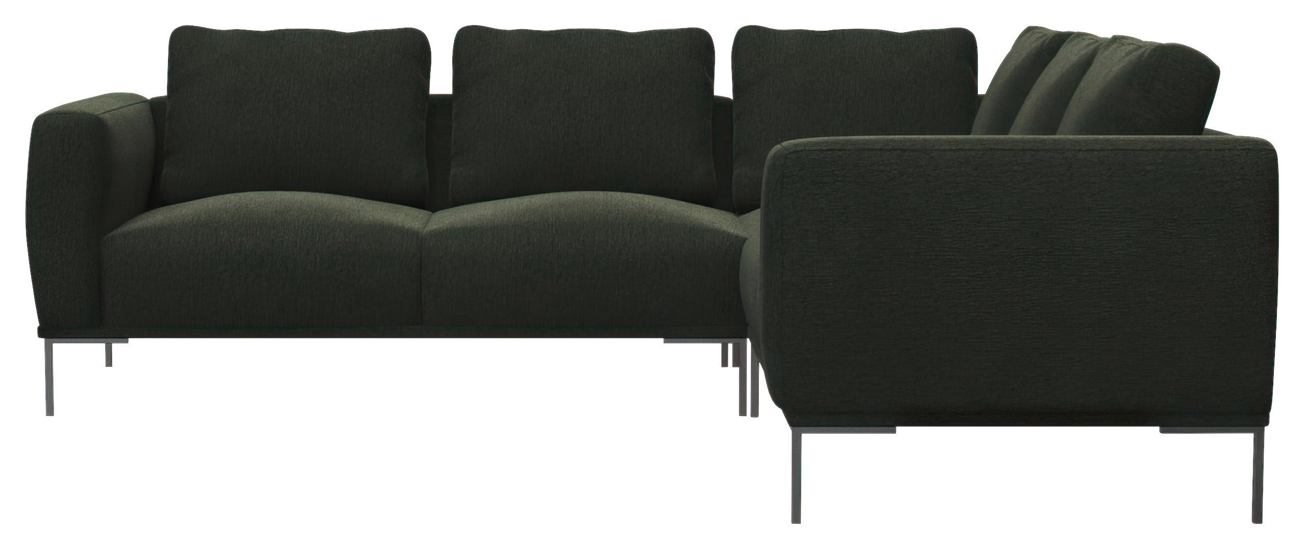 ECKSOFA Waldgrün Webstoff, Flachgewebe  - Waldgrün/Schwarz, Design, Textil/Metall (252/219cm) - Livetastic