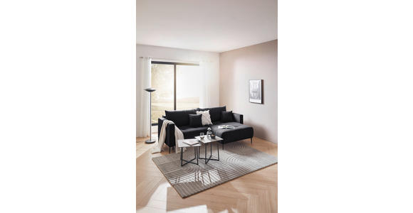 ECKSOFA in Velours Schwarz  - Schwarz, KONVENTIONELL, Textil/Metall (226/155cm) - Carryhome